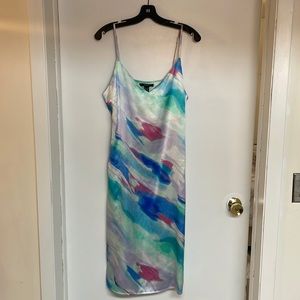 Satin Abstract Wash Slip Dress